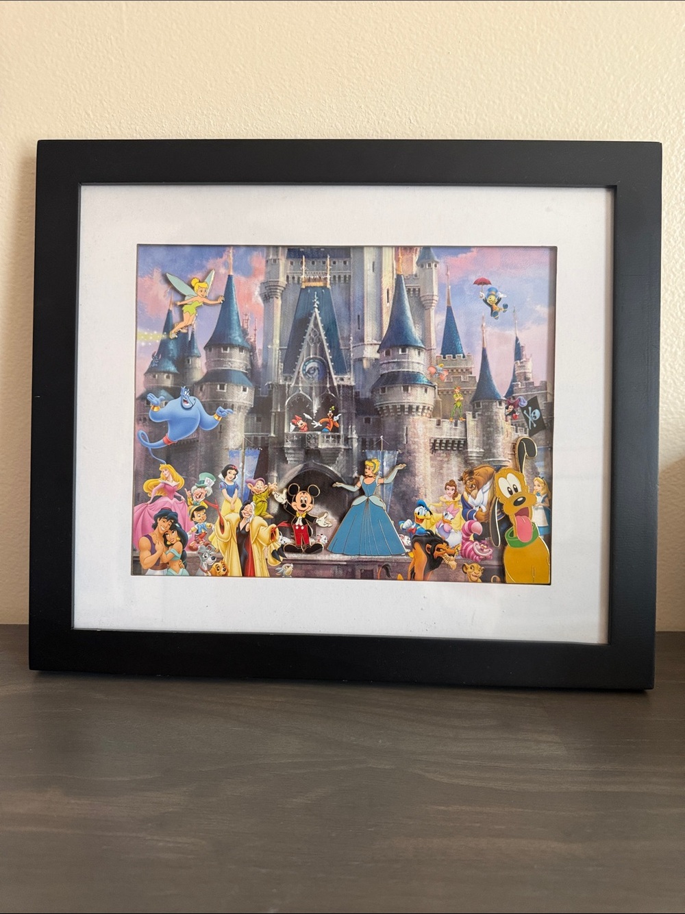Disney Parks Castle with Characters Pin Set Picture Print Art Framed Matted